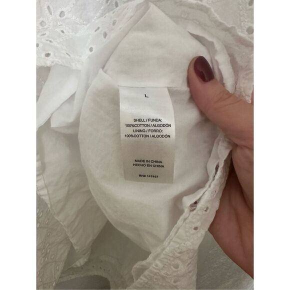 Draper James Women's Eyelet V Neck Blouse Top White Size Large - Picture 5 of 7